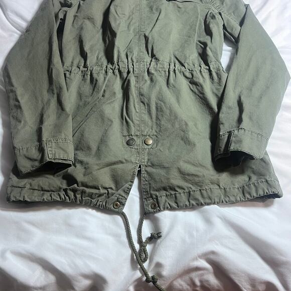 ✨Ambiance Women’s Utility Jacket Size M Army Green Hooded Anorak Drawstring Coat - Picture 5 of 8